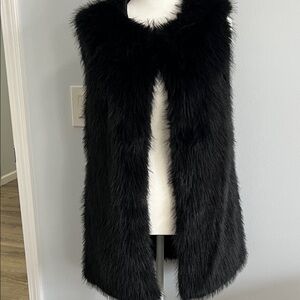 Gallery Black Faux Fur Sleeveless Vest